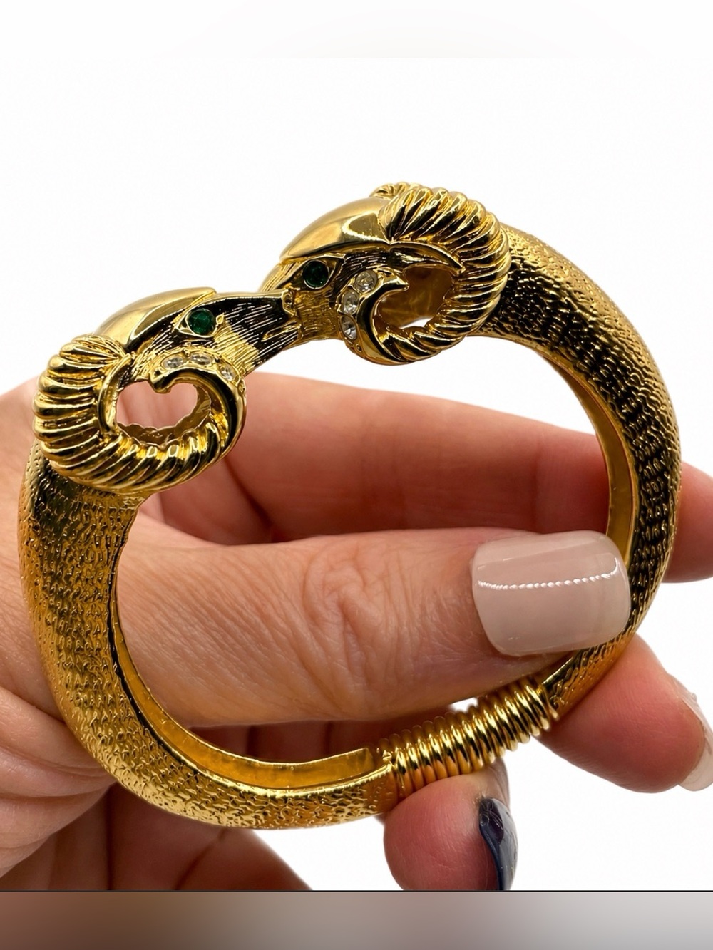 Kenneth Jay Lane Double Rams Heads Bangle 1980’s (Susan Caplan Rediscovered)